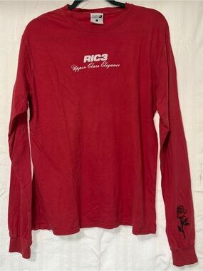 RIC3 Men’s Long-Sleeve Crewneck Shirt — Red Size Large